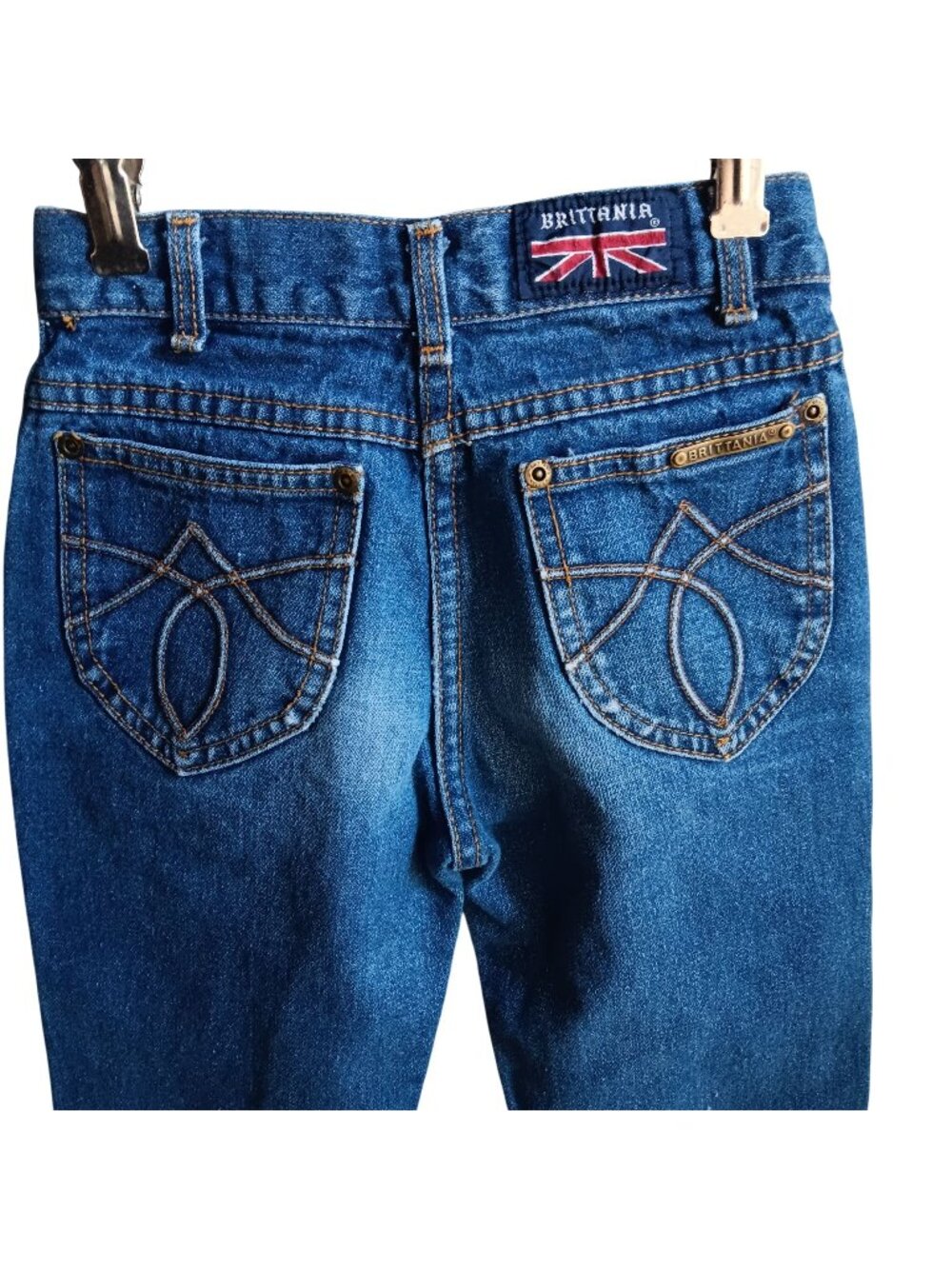 Vintage 1980's Jeans Girls 10 22x26 BRITTANIA DISCO EMBROIDERED POCKET DENIM